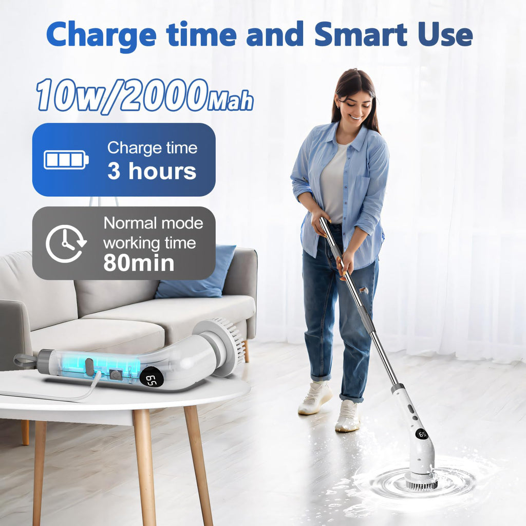 qimedo Electric Spin Scrubber, Rechargeable Handheld Electric Scrubber for Cleaning, Cordless Power Dish Scrubber with 7 Brushes for Bathtub Grout Tile Floor