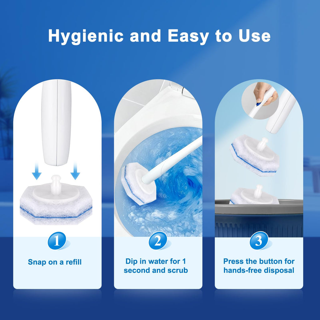 Akopryc 60pcs Toilet Cleaner Refill Pads for Clorox Wand, Upgrade 3-Layer Toilet Scrubber Refills, Won't Fall Apart, Powerful Foam, Safe On Porcelain, Bathroom Cleaning Essentials