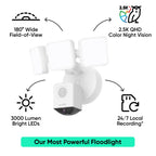 WYZE Floodlight Camera Pro, PCMag Editors' Choice 3000-Lumen LEDs, 2.5K HD Outdoor Security Camera, 180° Wide View, Motion Detection, Color Night Vision, Works with Alexa & Google-White