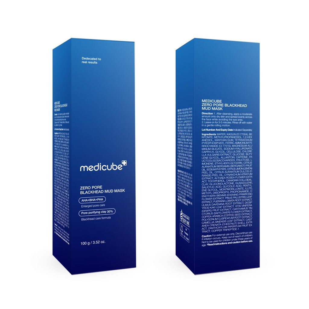 Medicube Zero Pore Blackhead Mud Facial Mask - Skin Cooling & Pore Tightening - 3 Minute Quick Dry Formula with AHA, BHA, PHA, and Pore-Purifying Clay - Korean Mud Mask 3.52 oz