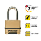 Master Lock Combination Lock, Heavy Duty Weatherproof Padlock, Resettable for Outdoor Use, Brass Finish, M175XDLF