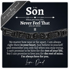 Love You This Much Gift for Son From Dad | Mens 5mm Twist Bracelet | Father Son Presents | 8"+1" Extender | Luxury Gift Box & Card (Black/Black)