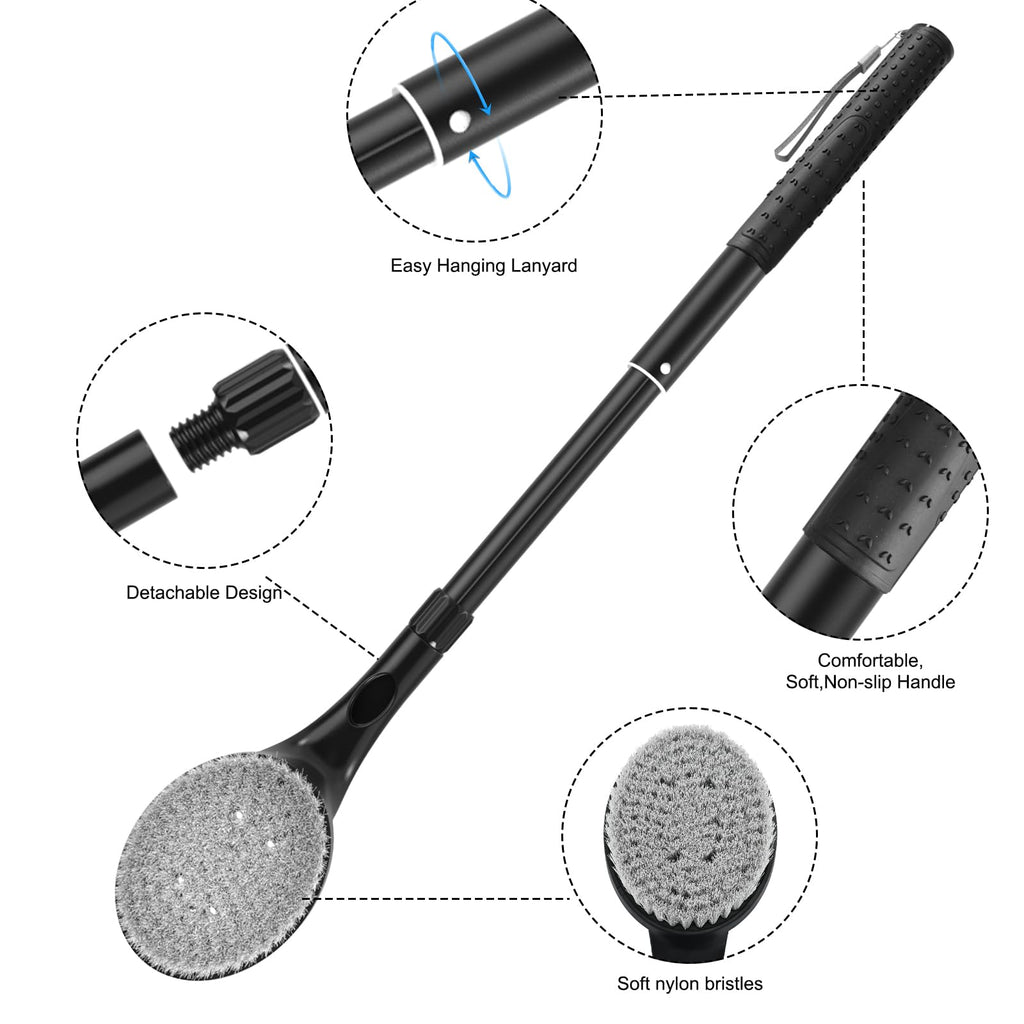 Back Scrubber Anti Slip for Shower, 25.7” Telescopic Back Bath Brush for Shower, Back Scrubber, Exfoliation and Improved Skin Health for Elderly with Limited Arm Movement, Disabled