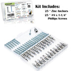 Ansoon 50Pcs Metal Self Drilling Drywall Anchors Heavy Duty with Screws Kit