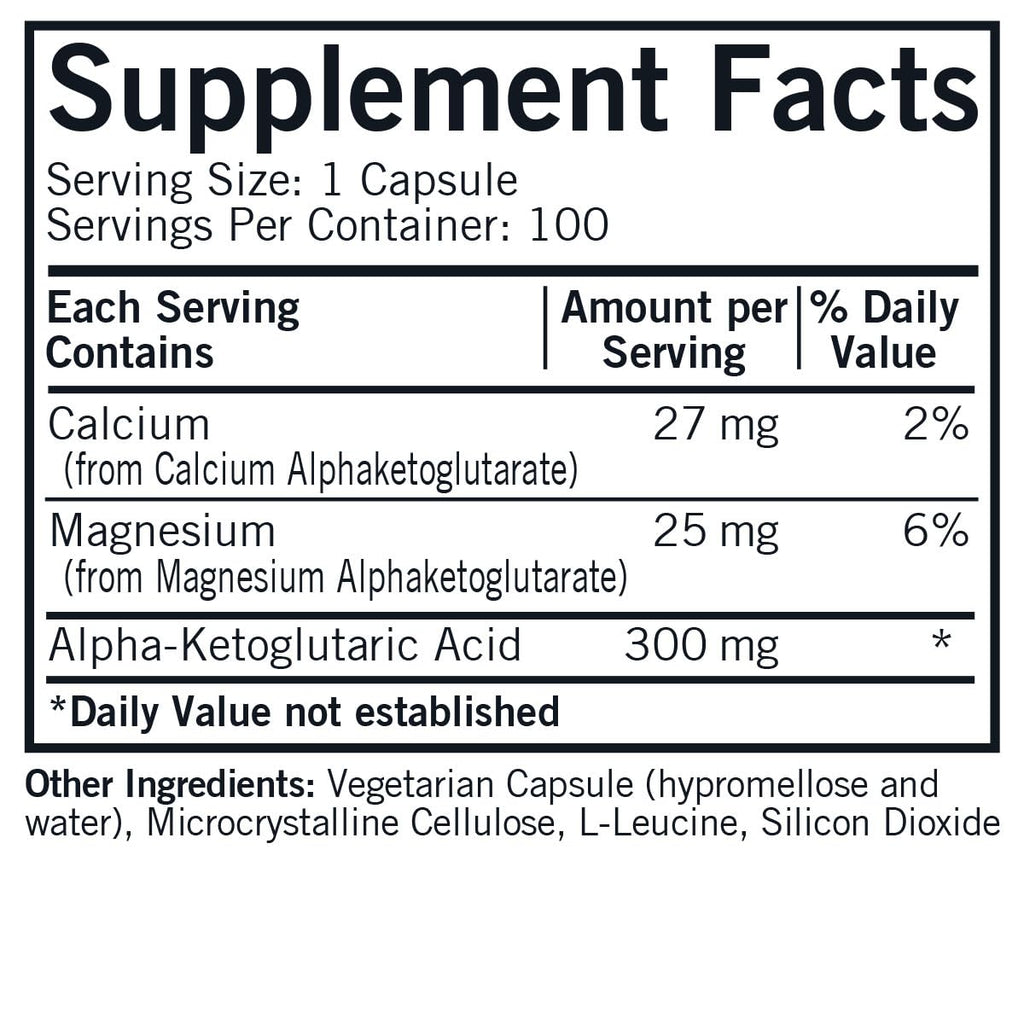 Kirkman Alpha-Ketoglutaric Acid 300 mg - Hypoallergenic | 100 Vegetarian Capsules