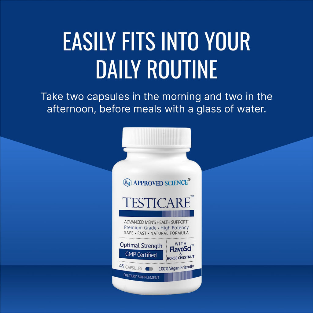 Approved Science TestiCare - Testicular Vein Support - Horse Chestnut, Witch Hazel - 3 Bottles - 135 Capsules - Vegan