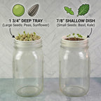 Microgreens Growing Kit Compatible with Mason Jar, 4-Pack Deep & Shallow Hydroponic Sprouting Trays for Indoor Gardening, Easy Indoor Microgreens Grower for Kitchen Herb Gardening and Home Growing