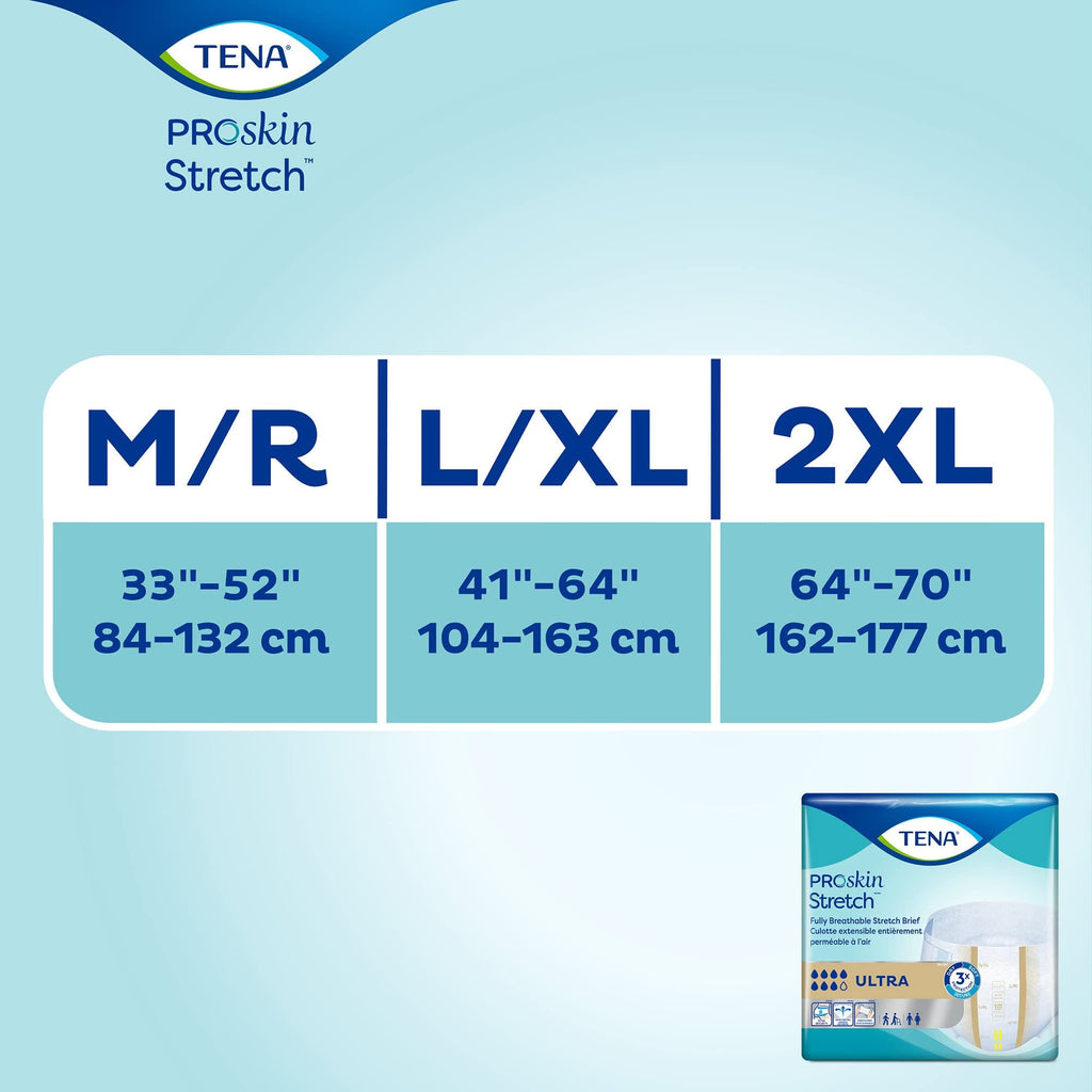 TENA Stretch Ultra Briefs, Incontinence, Disposable, Heavy Absorbency, Large/XL, 36 Count, 2 Packs, 72 Total