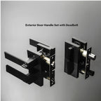 Front Door Lock Set Exterior Door Lock Set,Door Handle with Single Cylinder Deadbolt Lock,Keyed Alike Door Locks for Front Door(Matte Black,1Pack Set)