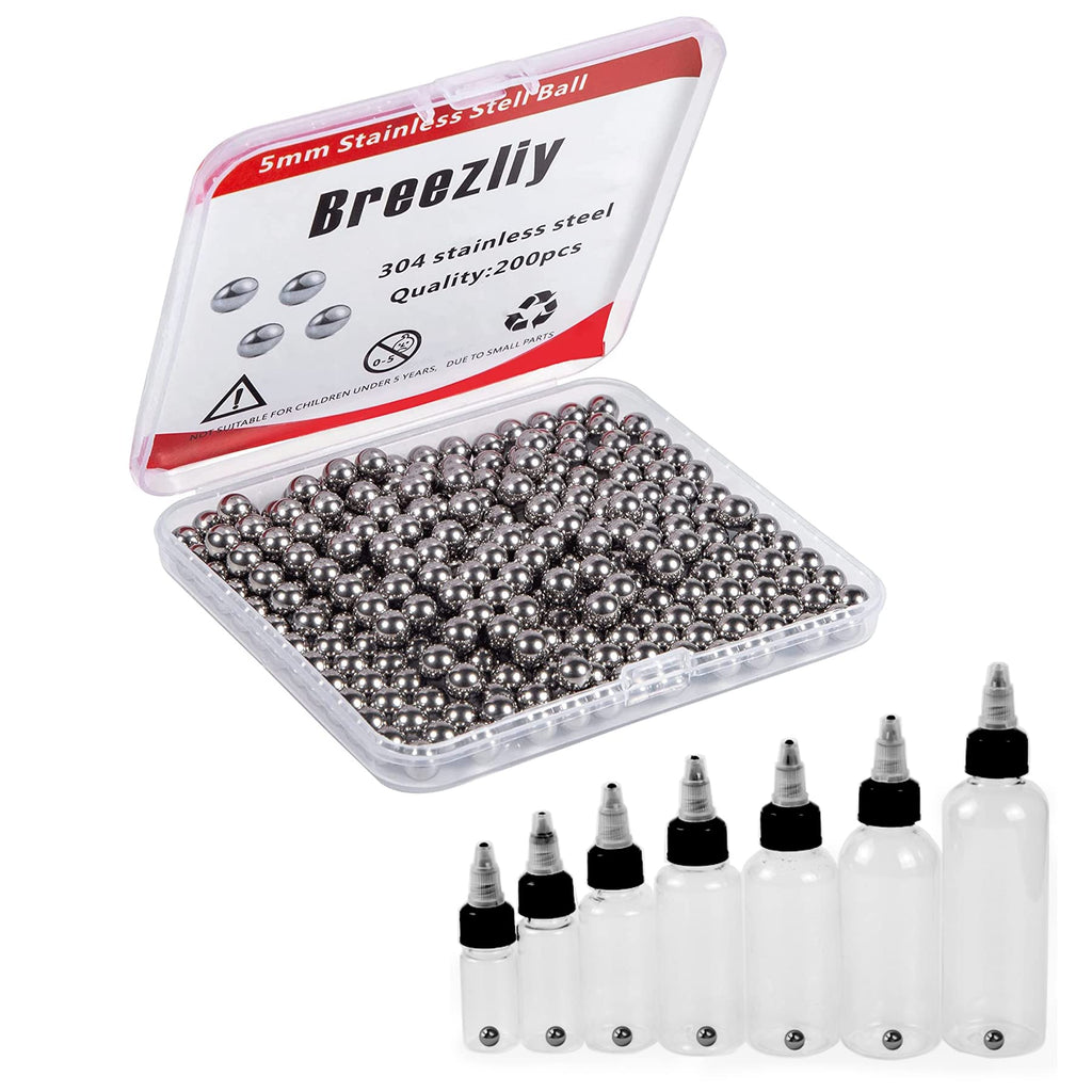 Breezliy 200 pcs Paint Mixing Balls Stainless Steel Mixing Agitator Balls for Mixing Model Paints，5.5mm/ 0.22”。