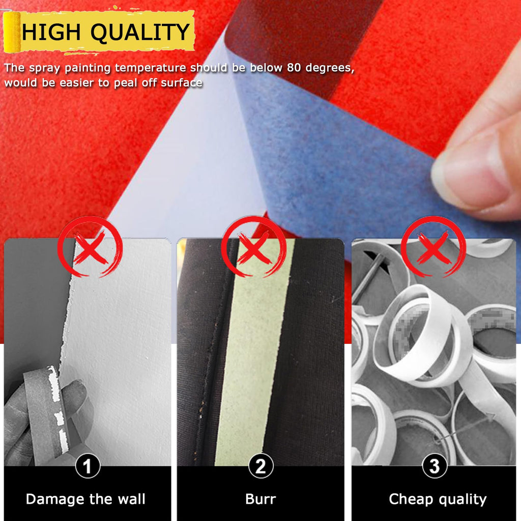 Masking Tape, Blue Tapes, Painters Tape, Artist Painter's Painting Paper Tape for Multi-Purpose Wall Paint, DIY Crafts, Scrapbook, Decoration, Labeling, Edge Finishing, 0.94INx60.1YDSx6 Rolls=360.6YDS