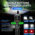 Esgofo Rechargeable Flashlights High Lumens 100000 Long Lasting LCD Display, Super Bright 50W LED, Quick USB C Charge & Output, Double Source & Buttons with Red Light, for Home Camping Hiking