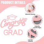 Mindsoft Pink Felt Congrats Grad Sticker Sign for Backdrop Graduation Decor for Party Congrats Grad Class of 2026 Event Letter Sign Graduation Party Balloon Arch Backdrop Decor Supplies