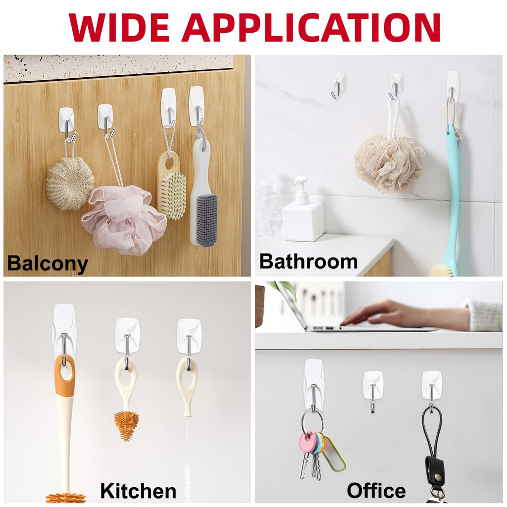 Sinfuo Wire Hooks for Wall Small 32 Hooks, Heavy Duty Wall Hooks with 36 Strips, Damage Free Adhesive Hooks for Key Holder, Coat, Door, Shower Hanging