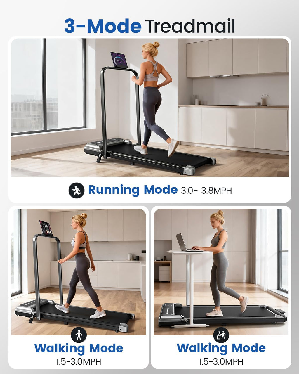 Walking Pad Treadmill for Home, Walking Pad with Incline and Handle Bar