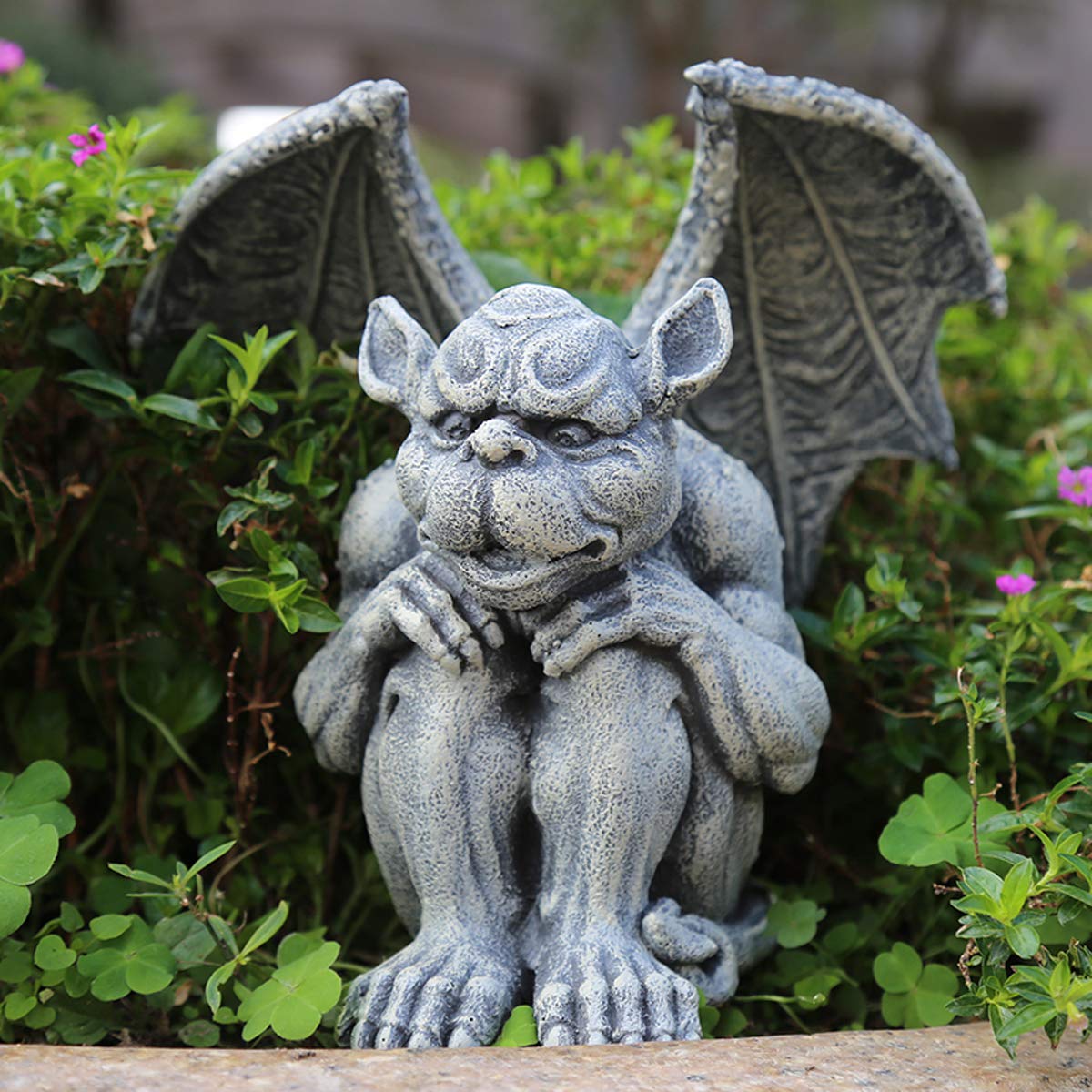 OwMell Gargoyle Sitting Statue Garden Guardian Sculpture Figurine 7 Inch