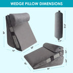 WGAKCED 3Pcs Wedge Pillow Set for After Surgery,Acid Reflux Relief, Adjustable Bed Wedge Pillows for Sleeping,Anti Snore, Memory Foam Triangle Pillow for Back&Neck&Shoulder Pain Relief, Plush Grey