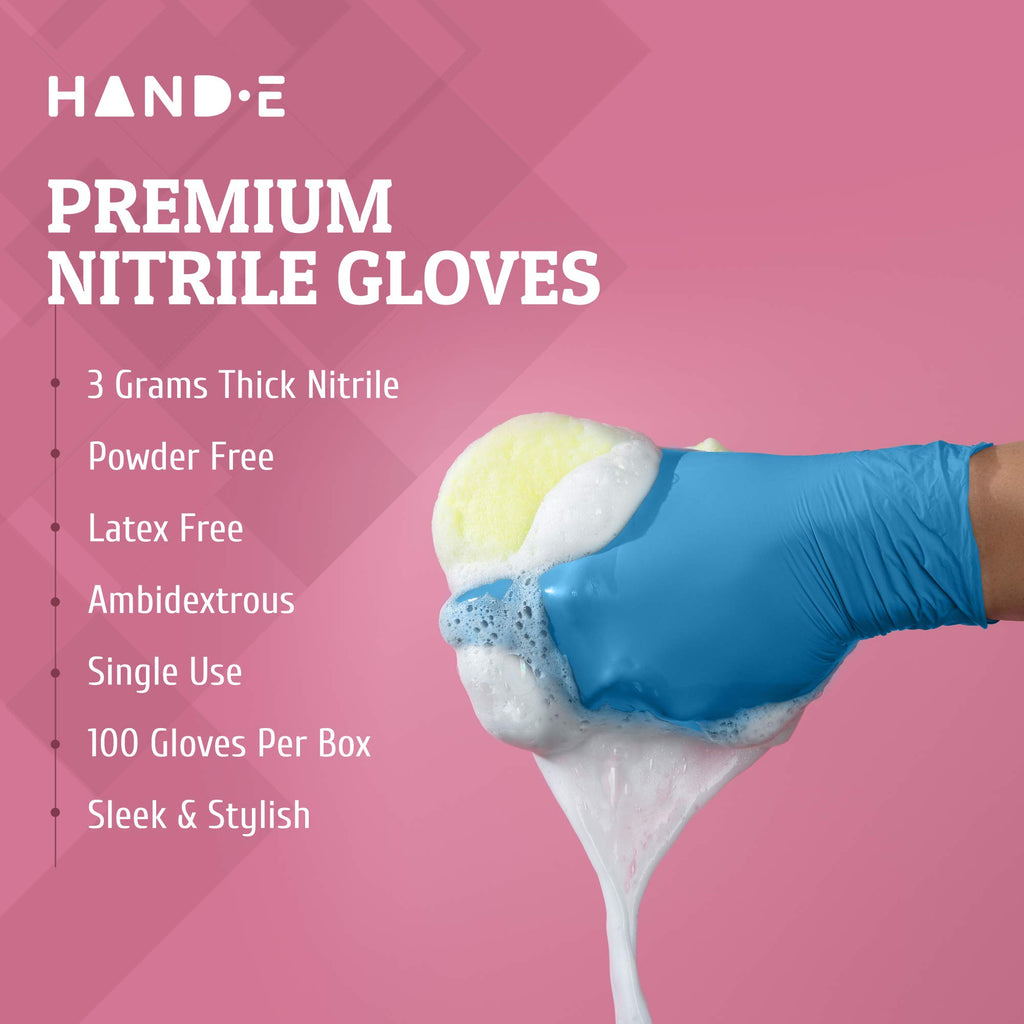 Hand-E Touch Blue Nitrile Disposable Gloves Medium 200 Count - Latex Free Medical Exam Gloves, Powder Free, Food Safe, Cooking