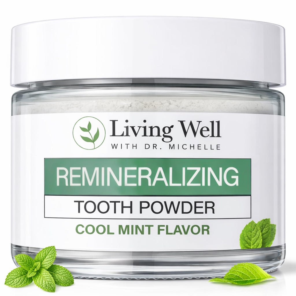 Living Well with Dr. Michelle Remineralizing Tooth Powder | Fluoride-Free Hydroxyapatite Formula | Supports Enamel Strength & Oral Wellness | Safe, Clean Ingredients | Cool Mint Flavor