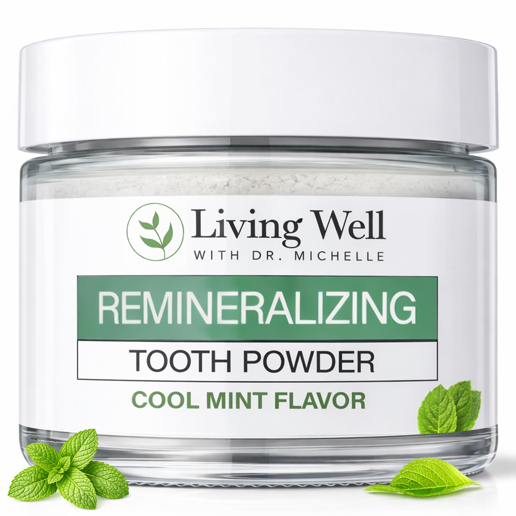 Living Well with Dr. Michelle Remineralizing Tooth Powder | Fluoride-Free Hydroxyapatite Formula | Supports Enamel Strength & Oral Wellness | Safe, Clean Ingredients | Cool Mint Flavor
