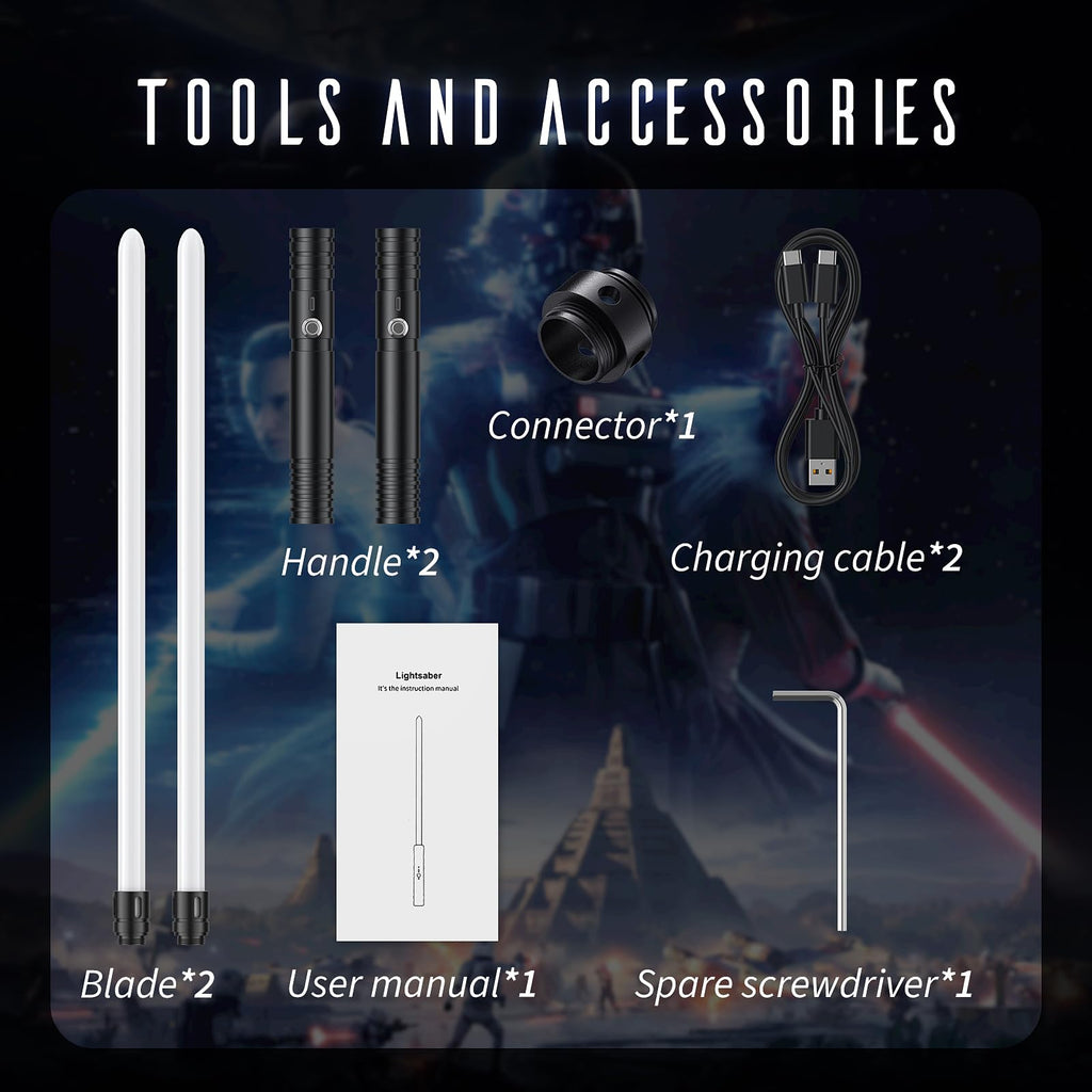 Juxaxia Lightsaber, 2-Pack Metal Hilt Dueling Light Saber for Adults & Kids