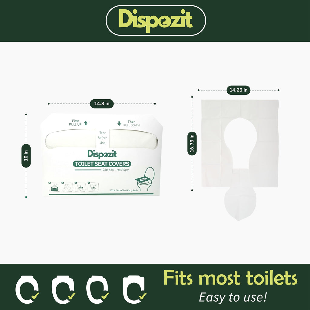 1250 Pcs Flushable Toilet Seat Covers for Hotel, Business, and Commercial