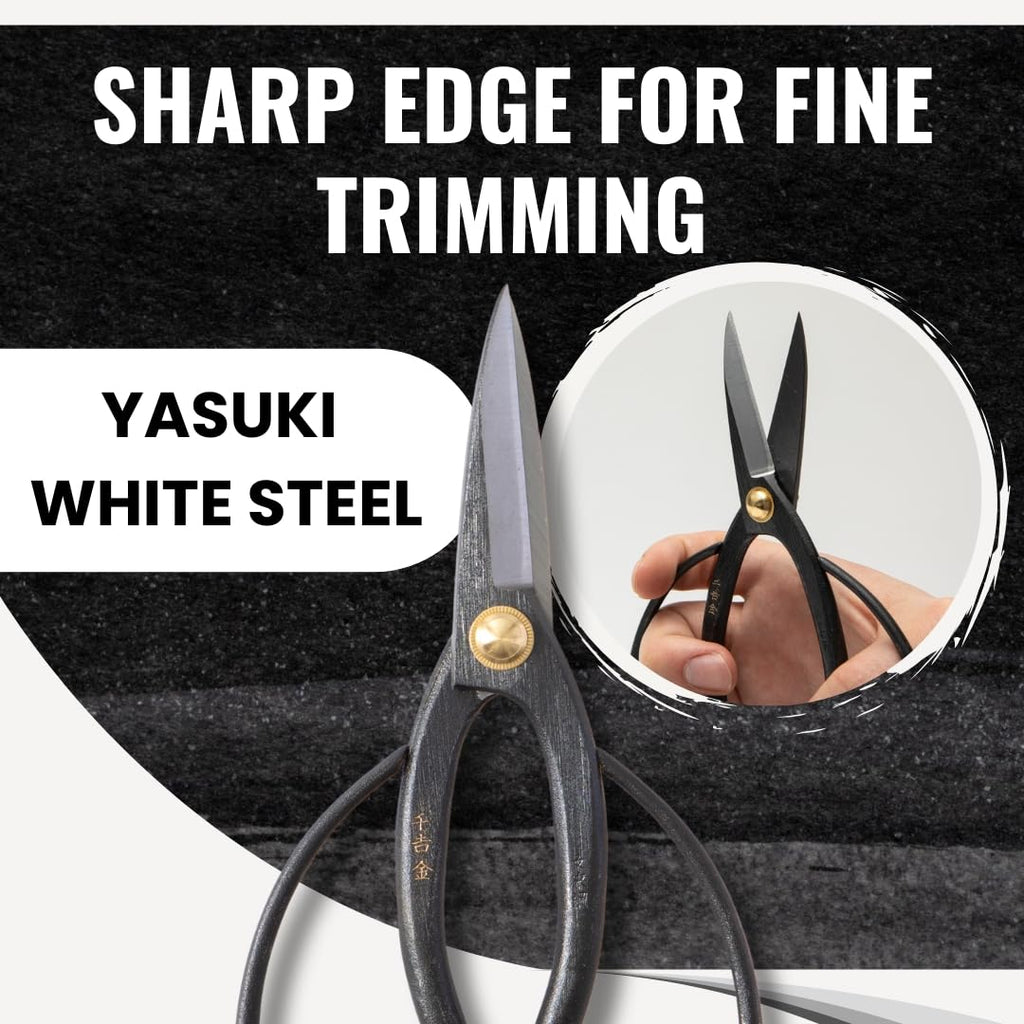 SenkichiKin Bonsai Scissors 7in (180mm) – Made in Japan Pruning Shears, Sharp Carbon Steel for Precision Trimming, Lightweight Tool for Bonsai, Flowers & Indoor Plants, forest Originals