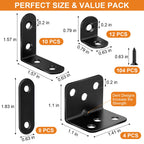 34 Pack L Bracket Corner Brace Kit, 4 Sizes Stainless Steel Corner Bracket