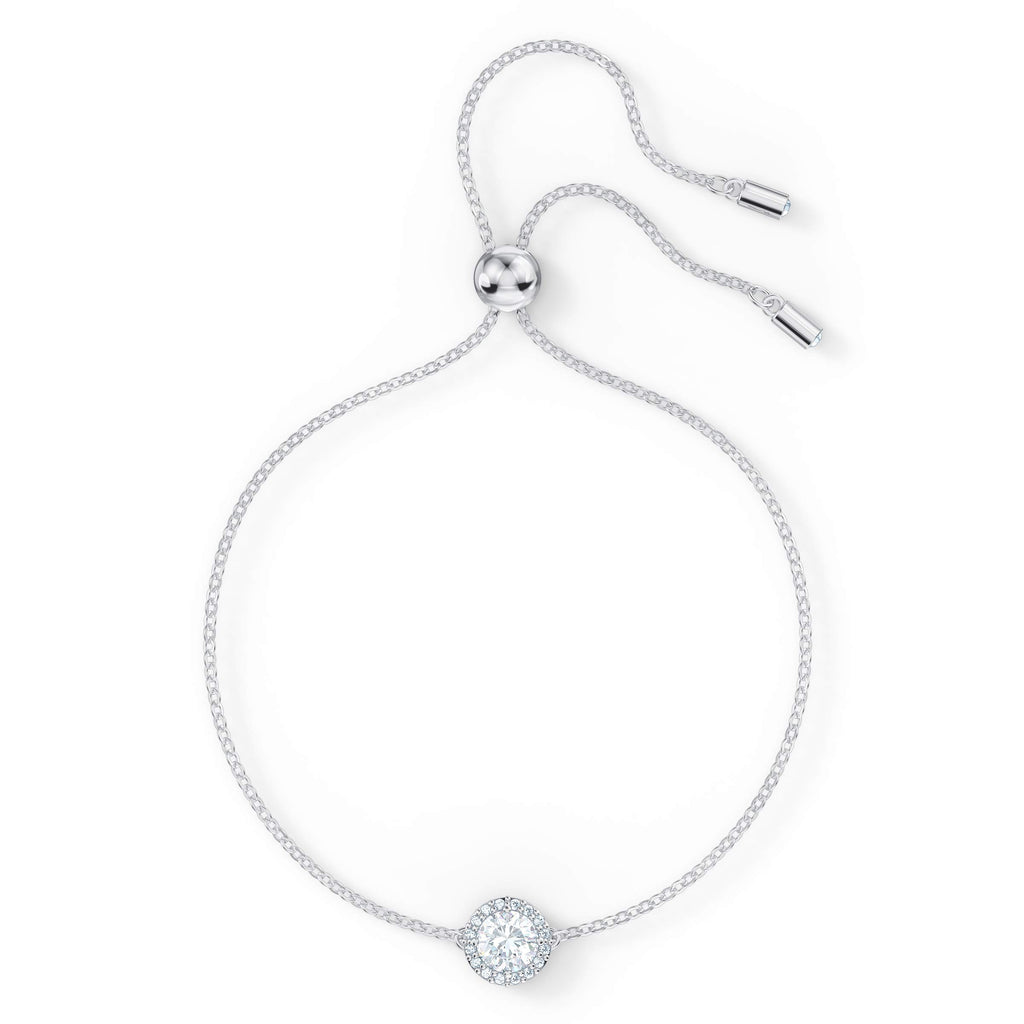 Swarovski Una Angelic Bracelet with Clear Crystals on a Rhodium Plated Chain with a Bolo Style Adjustable Closure