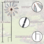 DREAMYSOUL Outdoor Wind Spinner 33" Metal Wind Sculpture Waterproof Fluorescence Wind Spinners for Garden Patio Lawn Decoration