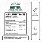 Organics Ocean Better Calcium - Organic Red Algae Calcium with Vitamin D3 and K2 Supplements - Supports Bone Structure, Joint Comfort & Encourages Healthy Aging - Plant-Based, Non-GMO - 1 Pack