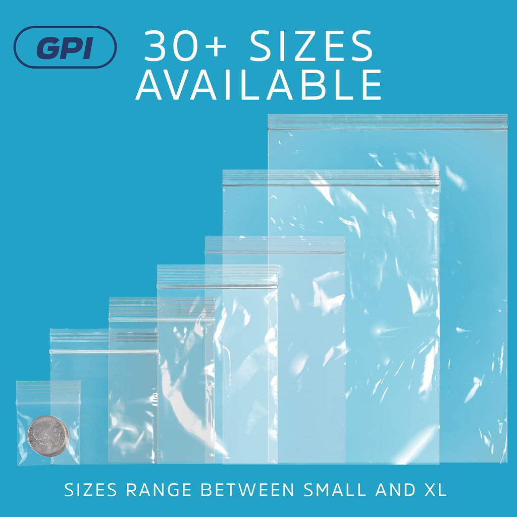 2" x 3" Small Zip Bags, 100 Pack, Clear Plastic Reclosable Poly Baggies, 2 mil with Resealable Zip Top Lock for Storage & Packaging Jewelry, Pills, Meds, Candy, Beads & Seeds. GPI