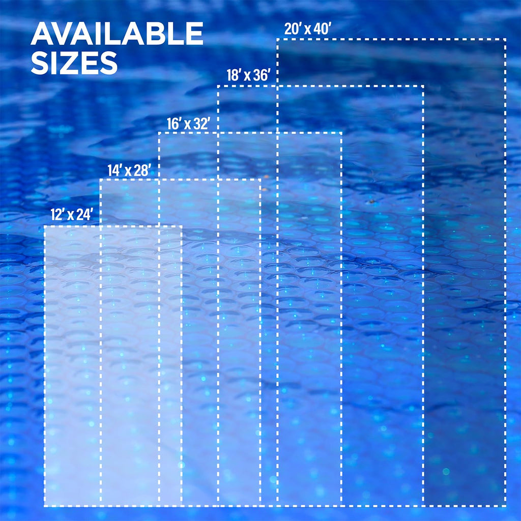 Solar Pool Cover for Inground and Above Ground Pools - 16' x 32' Rectangle 12 Mil Solar Blanket for Inground Pool, Blue