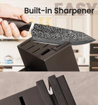 Knife Set, 15 Pieces Kitchen Knife Set with Built in Sharpener, High Carbon German Stainless Steel Knife Block Set, Dishwasher Safe, Fathers Day Gift for Men