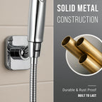 G-Promise Metal Handheld Shower Head Holder, Adjustable Wall Mount Shower Wand Bracket, Strong Adhesive Disc Mount or Drill Installation (Square, Chrome)