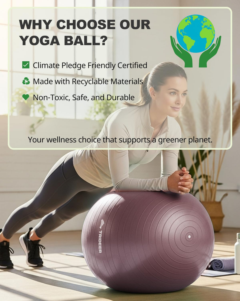 Trideer Exercise Ball Yoga Ball ��� Office Seating & Balance Ball Chair, Stability Ball for Pilates, Physical Therapy,Core Training & Balance Improvement & Stretching