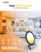 Ensenior 24 Pack 6 Inch LED Recessed Ceiling Light, Dimmable, 2700K-5000K 5CCT, 1200LM 12W 120V, High Brightness Dimmable Canless Wafer Downlight - ETL&FCC&IC