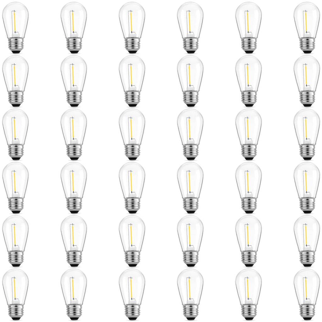Meconard 36 Pack S14 LED Bulbs for Outdoor String Lights, Shatterproof Replacement Edison Bulbs for Patio String Lights Outdoor Waterproof, Warm White 2200K, Non-Dimmable, E26 Standard Base