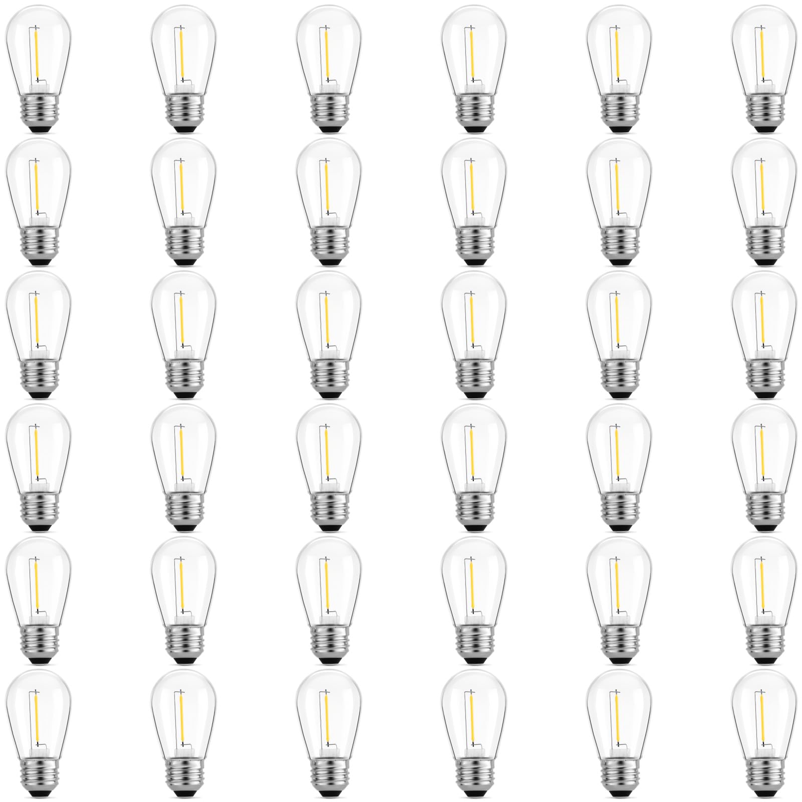 Meconard 36 Pack S14 LED Bulbs for Outdoor String Lights, Shatterproof Replacement Edison Bulbs for Patio String Lights Outdoor Waterproof, Warm White 2200K, Non-Dimmable, E26 Standard Base