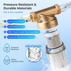 iSpring WSP-50 Spin Down Sediment Water Filter, Whole House Reusable Flushable Prefilter for Well Water, 50-Micron, 1" MNPT + 3/4" FNPT, Lead-Free Brass