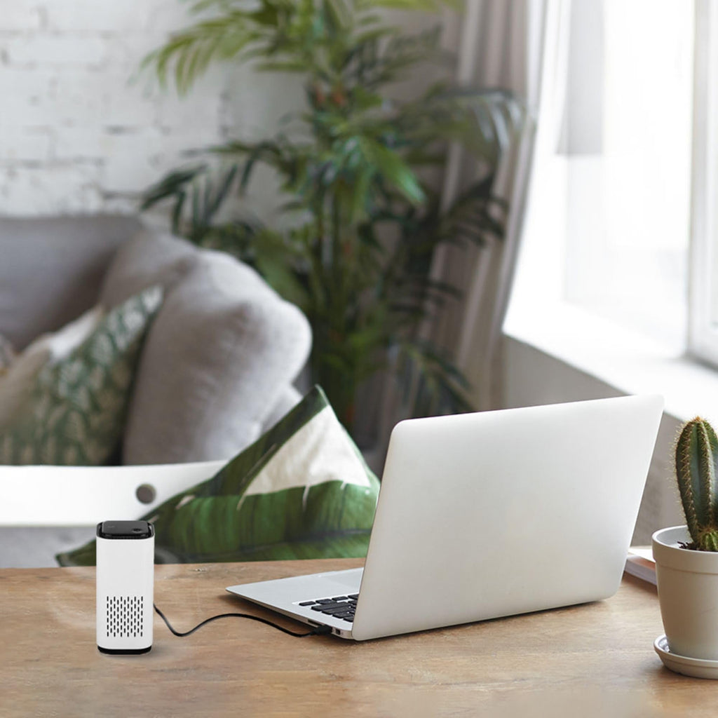 KIKI PURE A1 2021 Mini HEPA USB-C Powered Air Purifier. Ultra Portable (5.2in tall, 6.7 ounces), Ultra Quiet. for Travel, In-Car and Desktop (White)