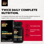 GNC Mega Men 50 Plus Multivitamin Caplets for Men, Clinically Proven, Heart & Prostate Health, B Vitamins, Saw Palmetto, Memory, Vitamin D-3, 60 Count