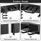Tindbea Hair Dryer Holder Curling Iron Holder Flat Iron, Blow Dryer Holder Wall Mount, 3 in 1 Bathroom Hair Tool Organizer Rack for Universal Dryer, Matte Black