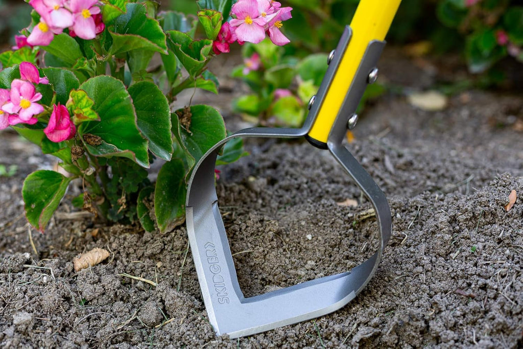 Skidger Xtreme Weeder Garden Scuffle Hoe Cultivator, 54-Inch Fiberglass Handle with Grips for Weeding, Cultivating, and Soil Prep