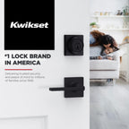 Kwikset Casey Interior Passage Door Handle, Lever For Closet and Hallway Doors, Reversible Non-Locking Handle Lever, Matte Black , with Microban Protection