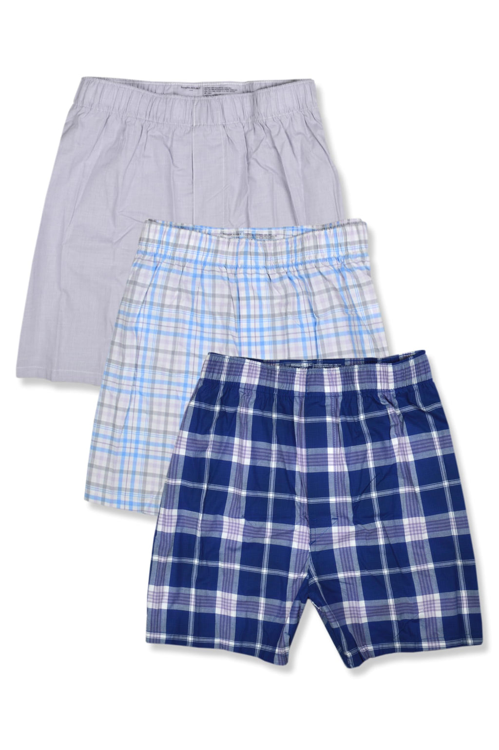 Banana Republic Mens 100% Organic Cotton Elastic Waistband 3 Pack Boxers Mixed, (Medium, Blue Double Plaid)