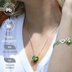 Leafael Gift Necklaces for Women, Infinity Love Birthstone Heart Pendant, Peridot Green Crystal for August, Birthday Jewelry for Her, Mom, and Wife, Silver Plated, 18" + 2" Chain