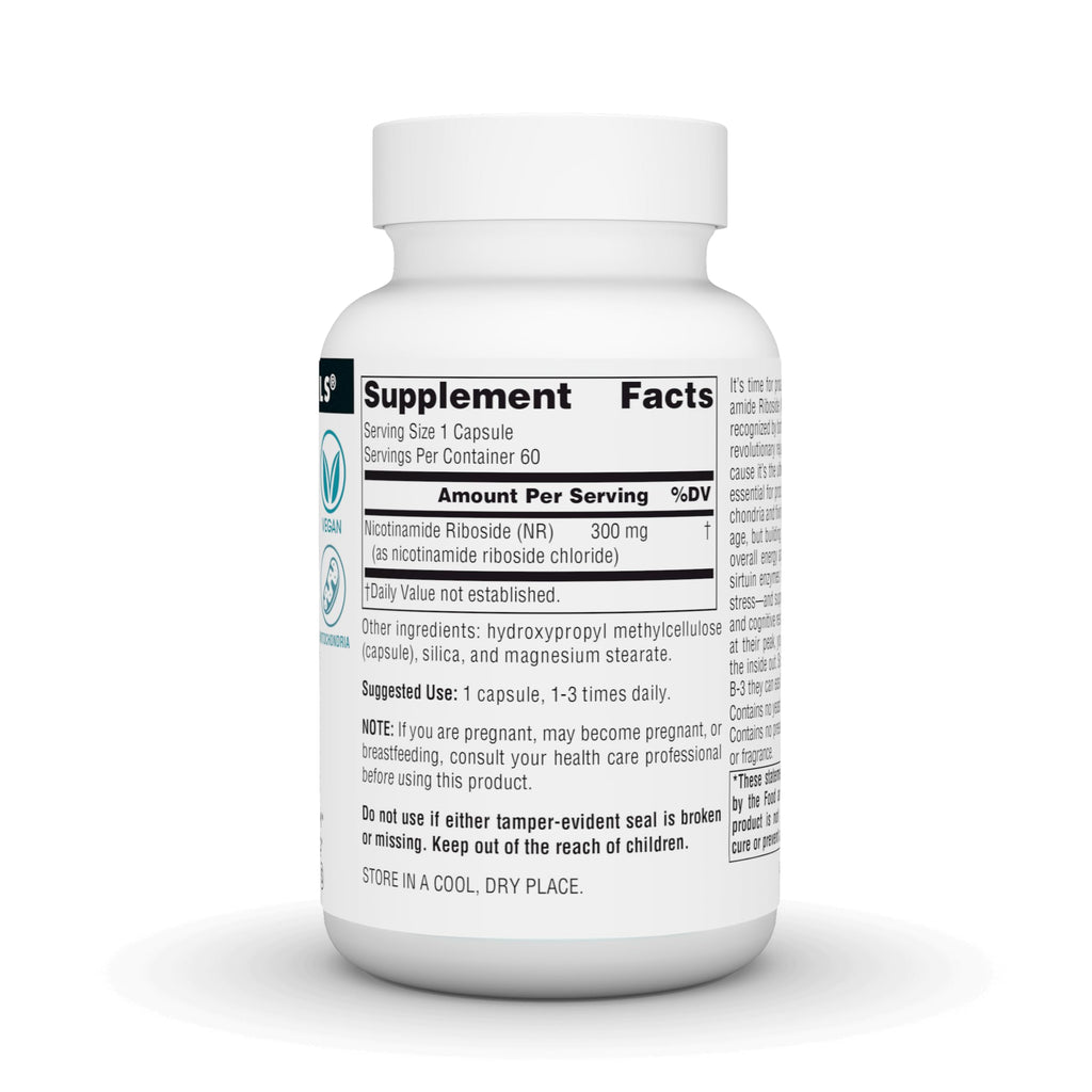 Source Naturals NR, Nicotinamide Riboside, Vegan Dietary Supplement for Mitochondria, Healthy Aging, Cells & Energy*, Premier Fuel for NAD+ Levels, 300 mg - 60 Vegan Capsules
