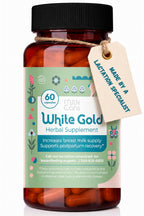White Gold Lactation Supplement for Breast Milk Supply Increase & Flow – IBCLC-Formulated Breastfeeding Vitamins with Dong Quai Root, Shatavari, Milk Thistle – Fenugreek-Free – 60 Vegan Capsules
