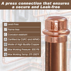 Copper Press Fittings 3/4" Copper Press Cap, Zero Lead 3/4" Cooper Press End Cap Press Fittings Copper Pipe End Cap for Plumbing, OD 7/8”, Use with Hydraulic Press Fitting Tool, 12PCS